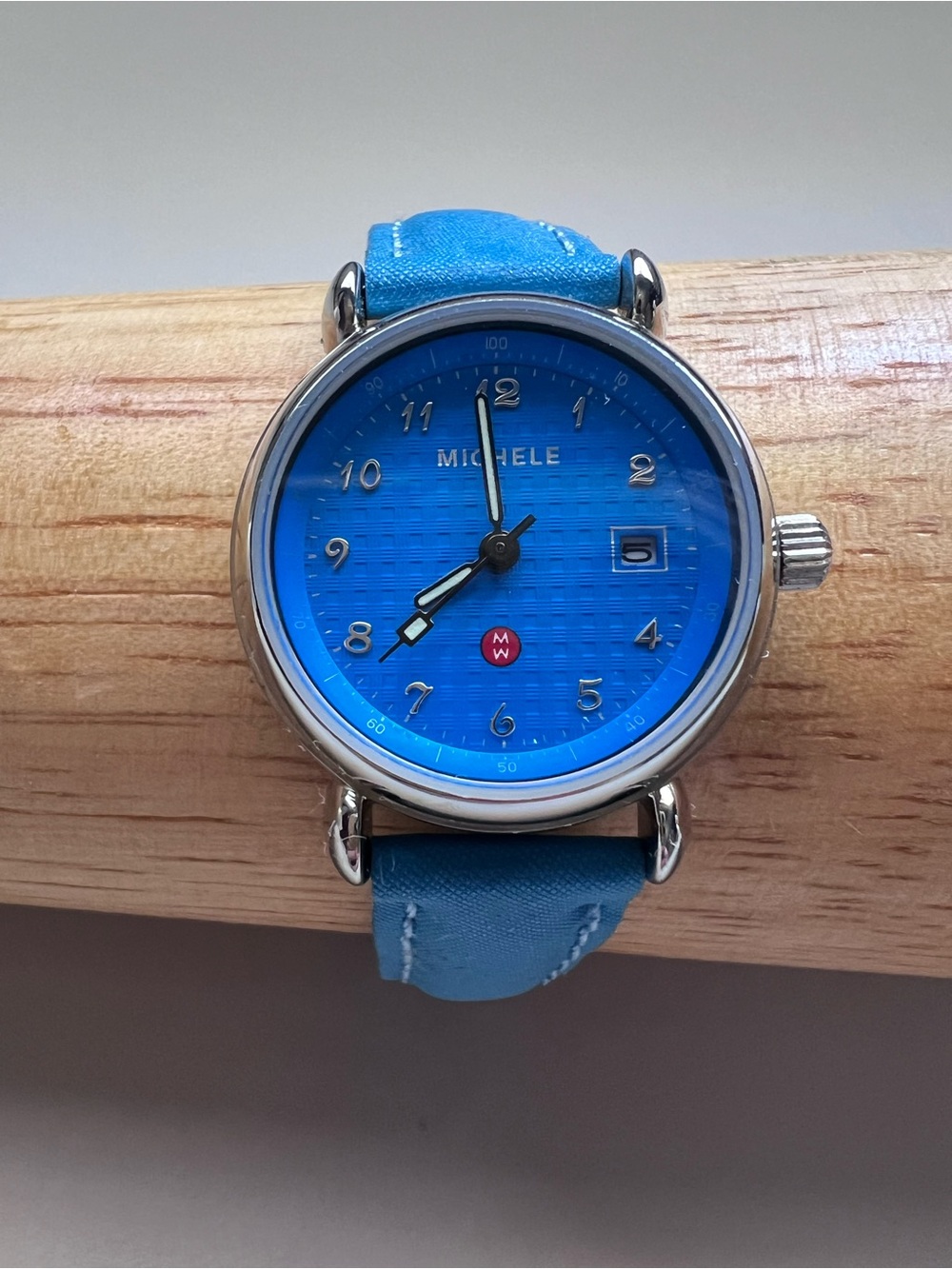 MICHELE MW2 Blue Dial Blue Leather Band Women’s Watch